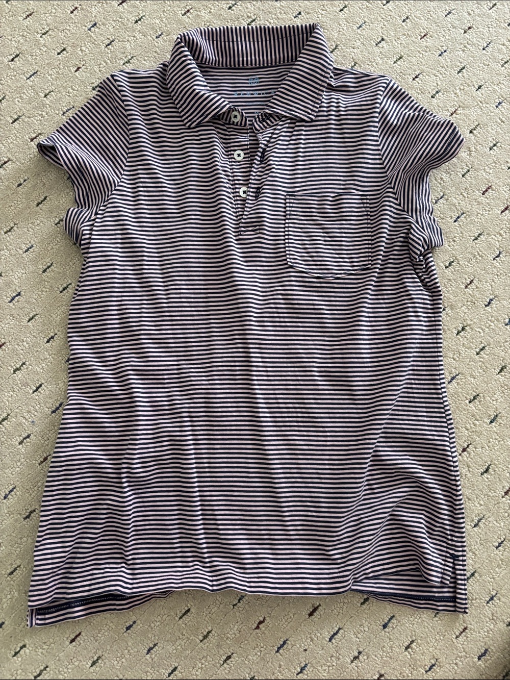 Renwick Sport Cotton Polo women’s medium navy pink stripe
